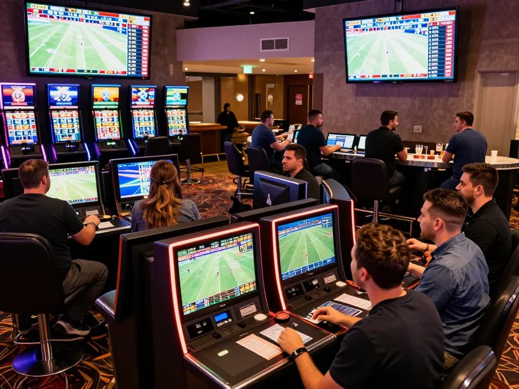 Place your bets at TG88 in an exciting sports betting atmosphere, with fans engaged in live action.