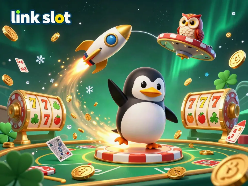 Experience the thrill of gambling with the link slot as a golden penguin blasts through a casino-themed journey.