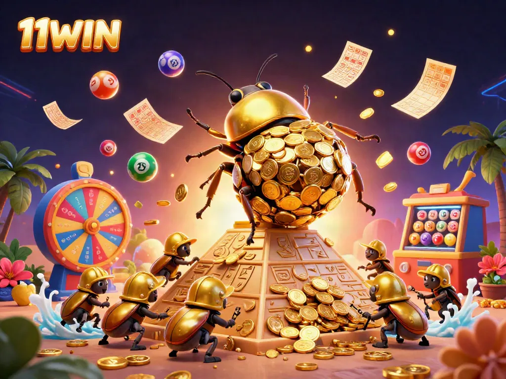 Engage with 11WIN's vibrant casino experience showcasing golden coins and dynamic game elements.