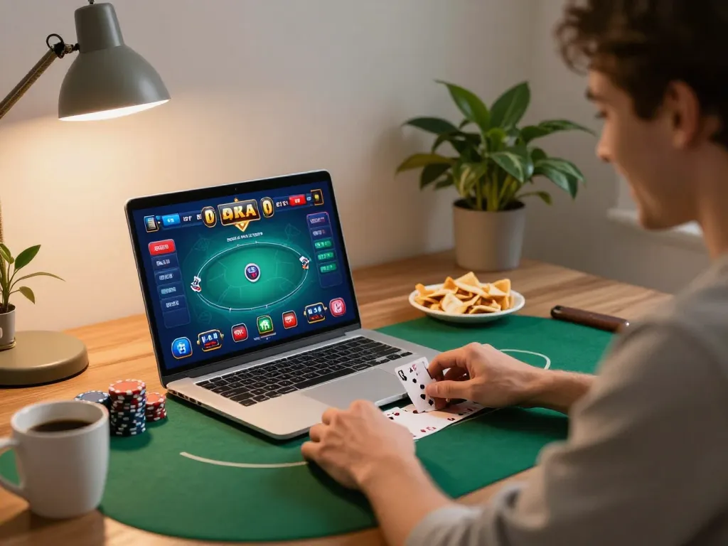 Experience top-notch online gambling at cm88 with a player focused on poker strategy during an exciting game.