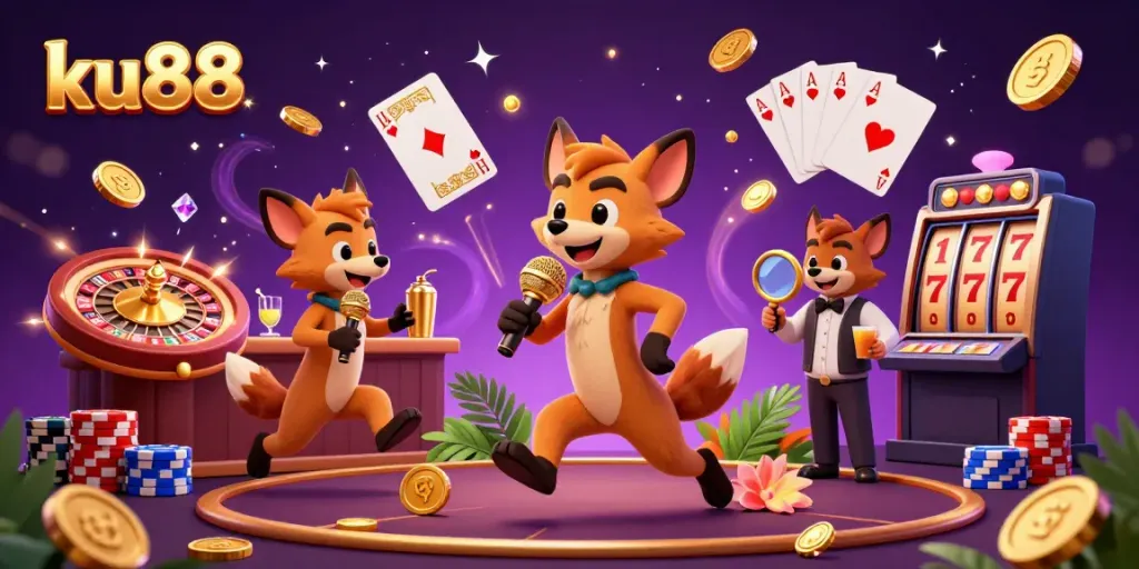 Experience the vibrant gaming energy at ku88 with hyenas running a comedy casino.