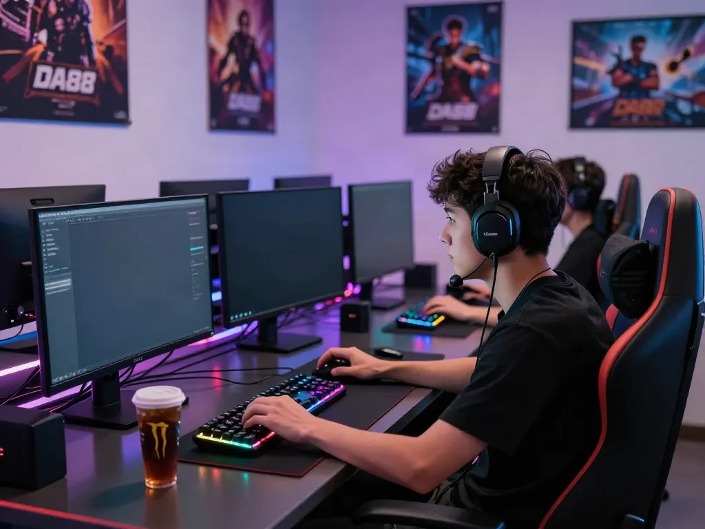 Gamer interacting with DA88 gaming platform in a modern setting.