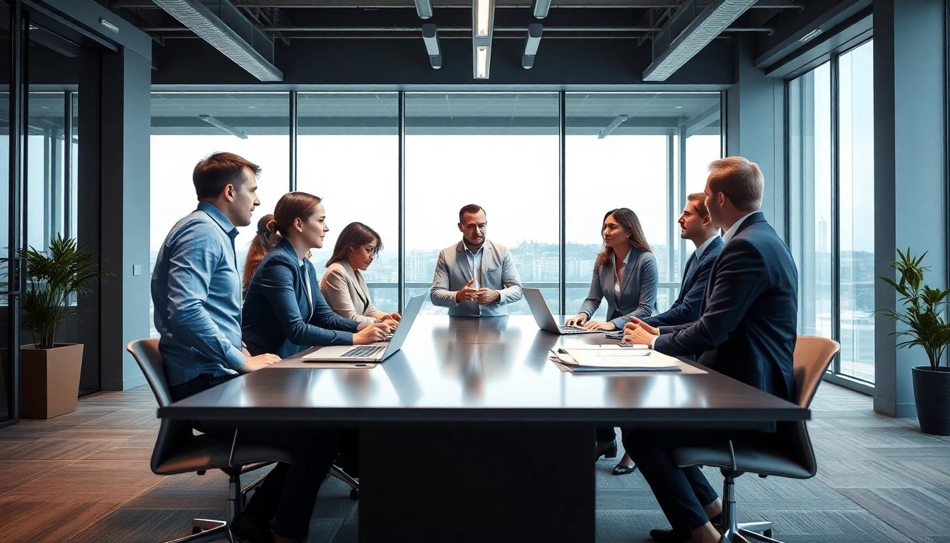 Headhunter Ingenieure beraten Ingenieure in einem modernen Büro, das Interaktion und Professionalität zeigt.