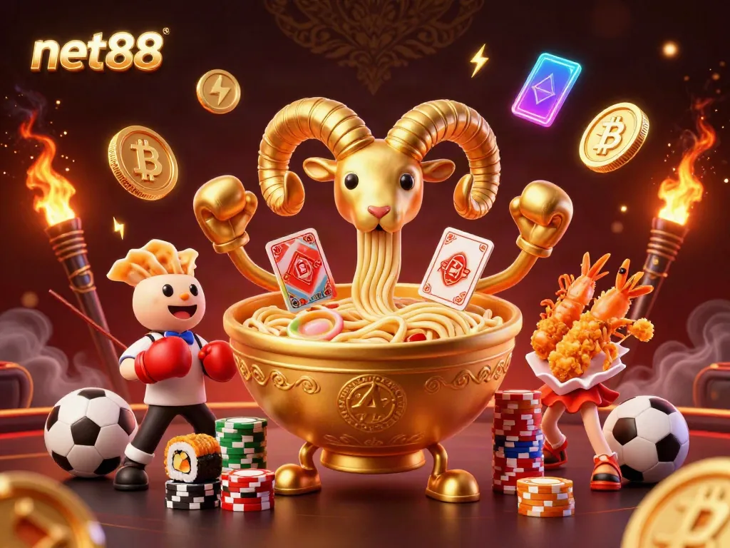 Experience thrilling sports betting with net88 in this vibrant 3D illustration full of energy.