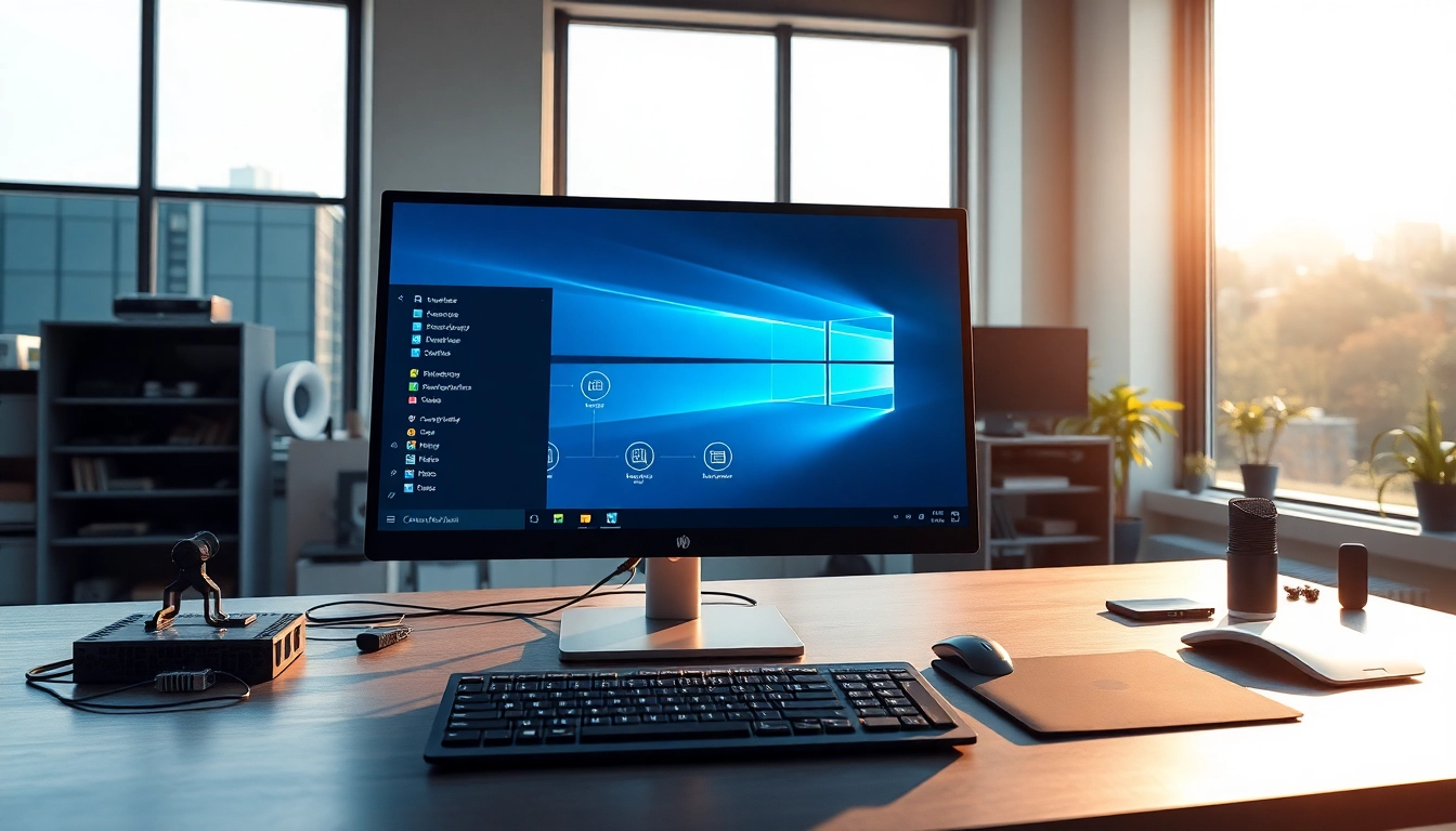 Windows 11 IoT Enterprise LTSC 2024 bestellen auf einem modernen Computer-Setup in einem eleganten Arbeitsbereich.