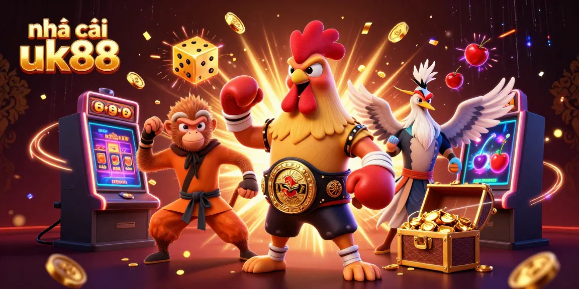 Engage in the vibrant world of nhà cái uk88 with a thrilling 3D illustration of casino games and characters.