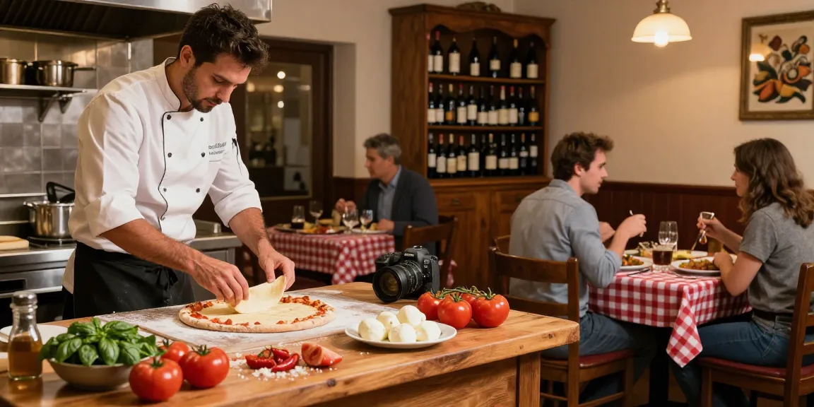 Enjoying authentic Italian cuisine at Pizzeria Madera with pg soft pizza on tables.