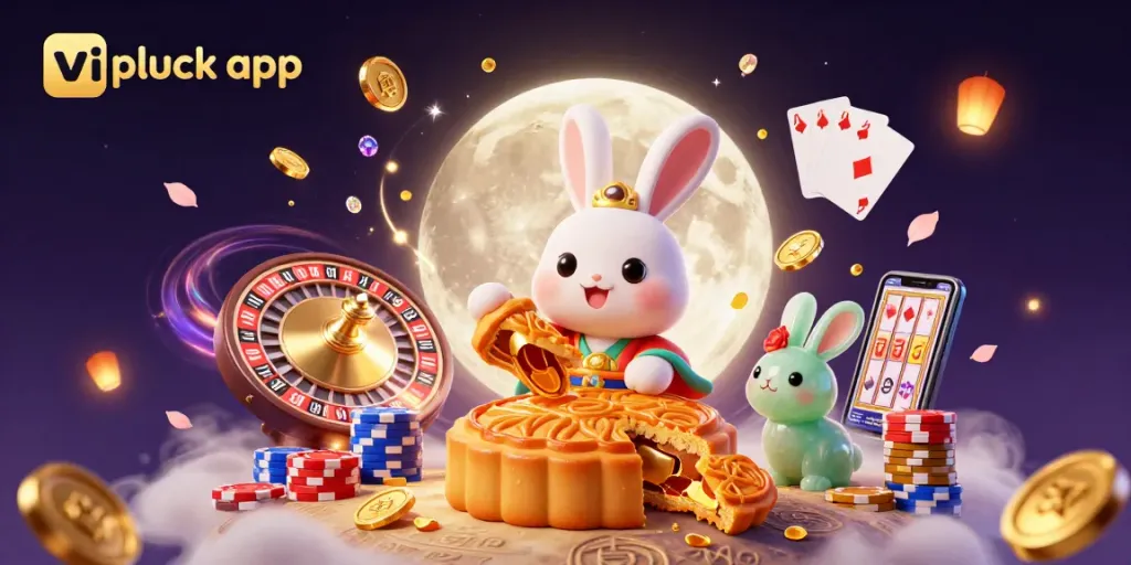 Experience gaming excitement with the vipluck app featuring charming characters amidst dynamic casino elements.