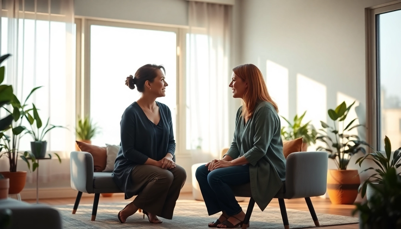Reinkarnationstherapie in einer entspannenden Therapiesitzung zwischen Therapeut und Klient.