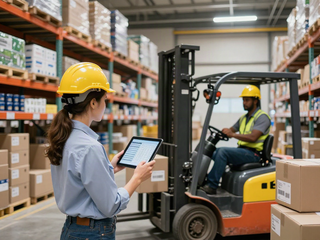 Lagerlogistik in Bielefeld: Team bei der Organisation von Lagermaterial im modernen Lager.
